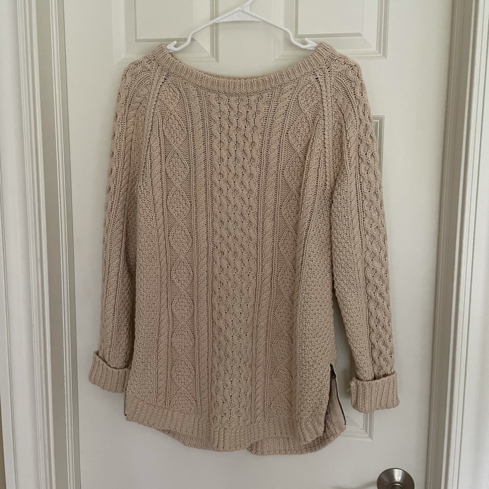 LL Bean Signature Cable Knit Sweater with Zipper
